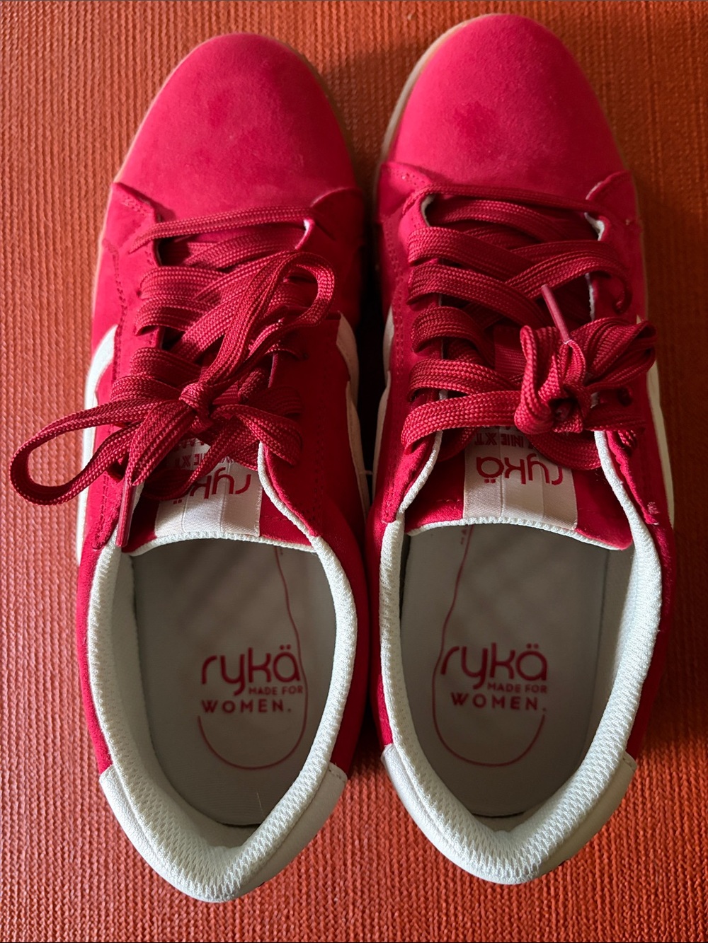 Ryka Women's Bright Red Lace-Up Athletic Sneakers Viv Next in Salsa Red 9.5 Wide